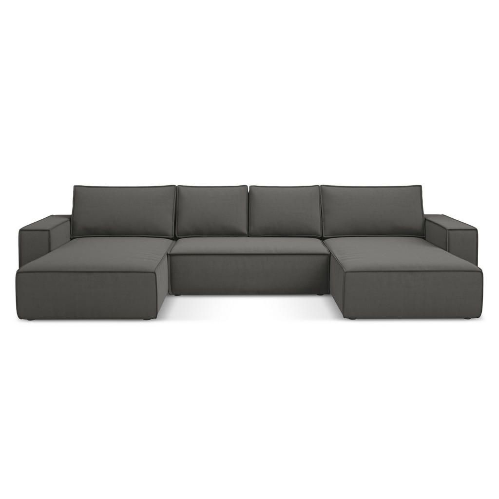 Thumbnail - Makamii Wohnlandschaft, Dunkelgrau, Textil, 4-Sitzer, Füllung: Schaumstoff, U-Form, 398x82x185 cm, Made in EU, Wohnzimme...