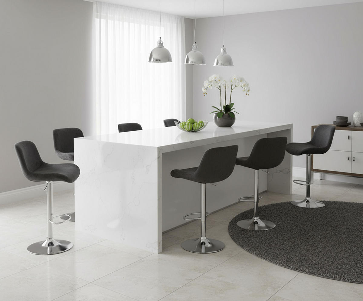 BARHOCKER 2er Set Salomon Chrom Samt schwarz - Chromfarben/Schwarz, Textil/Metall (50/106/52cm) - TPFLiving
