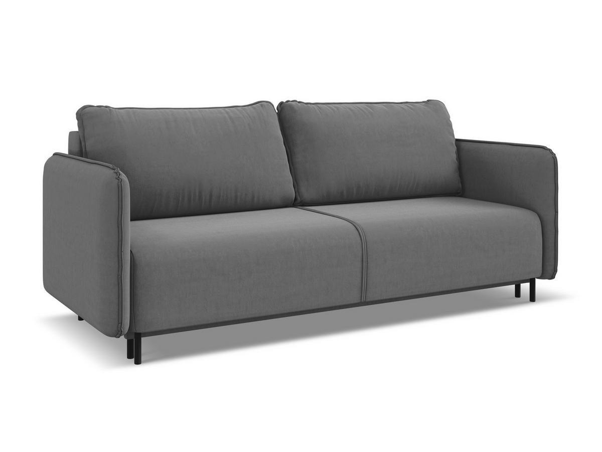 3-SITZER SOFA mit Schlaffunktion Samt Stoff Grau - Schwarz/Grau, Holz/Textil (226/90/92cm) - Makamii