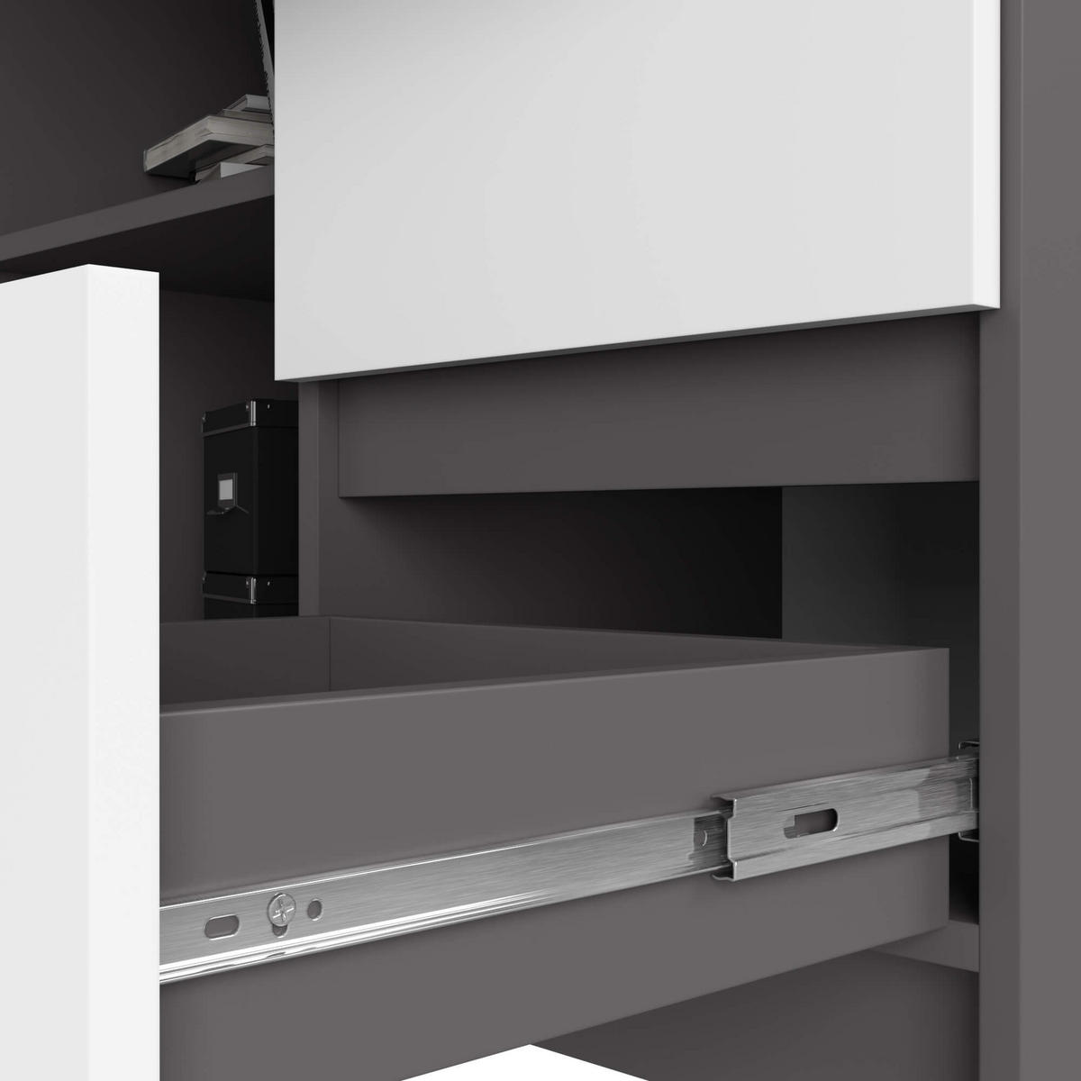 ECKSCHREIBTISCH Grau, Weiß 124x85x77 cm - Weiß/Grau, Holzwerkstoff (85/124/77cm) - Akord