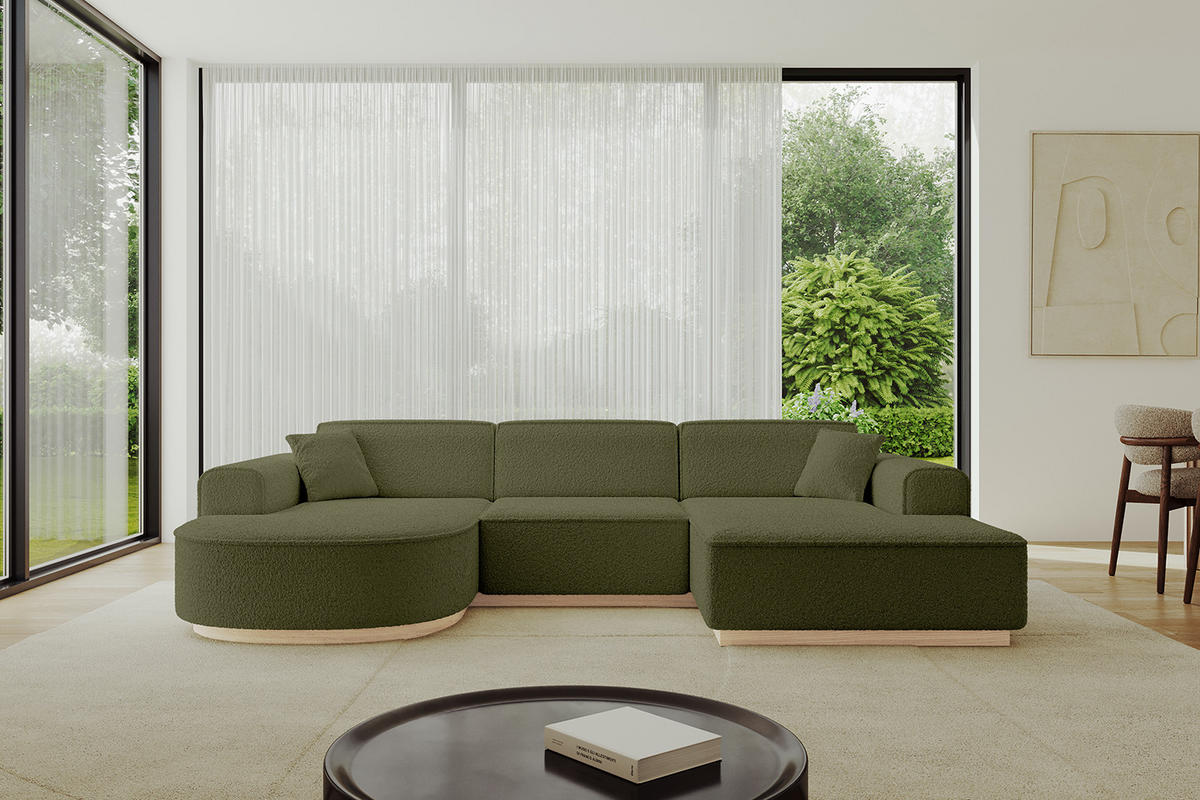 WOHNLANDSCHAFT ARRIO-U1 303x171x83 cm Olivgrün - Olivgrün, Holzwerkstoff/Textil (303/83/171cm) - ALTDECOR