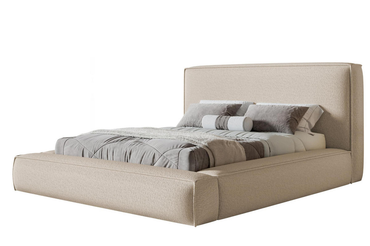 BETT 180x200 - Polsterbett mit Bettkasten und Metallrahmen - Modern Bett - Eleganter Catch-Me-Stoff - Kollektion Luna Maxi - Beige - Beige, Holz/Textil (180/200cm) - Alpi-Möbel
