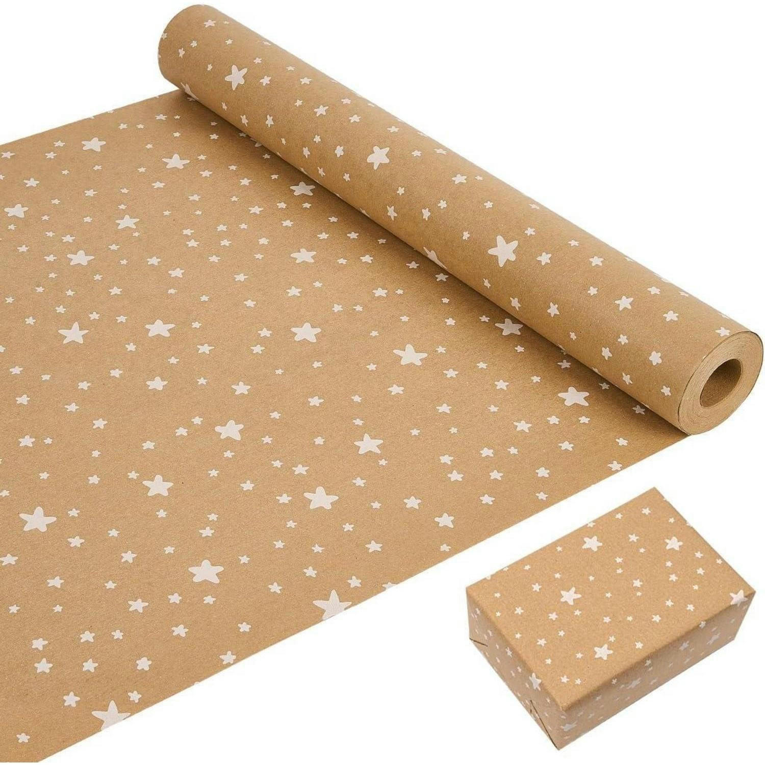 GESCHENKPAPIERROLLE Kraftpapier Sterne 43 cm x 20 m - Braun, Papier (43/1.5/43cm)