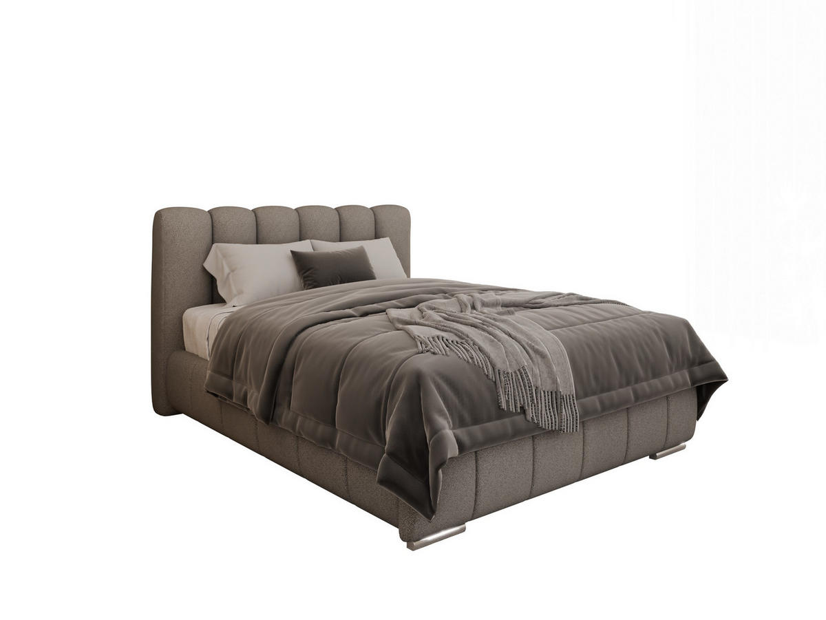 POLSTERBETT Zaira 140x200cm – Elegantes Polsterbett für modernen Wohnstil , Taschenfederkernmatratze Pocket (19cm), hellgrau - Hellgrau, Holz - Panda Möbel