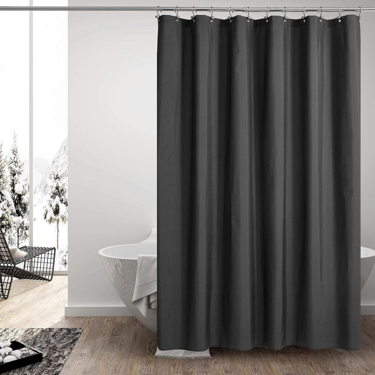 DUSCHVORHANG Schwarz PEVA leicht 200 cm - Schwarz, Kunststoff (200/120cm) - MCBOSON