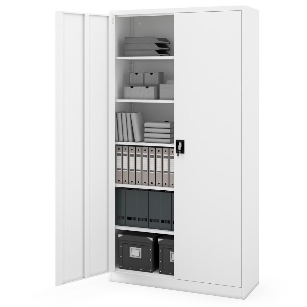 AKTENSCHRANK abschließbar JAN Flügeltüren 220x115x40cm Weiß - Weiß, Metall (115/220/40cm) - Jan Nowak