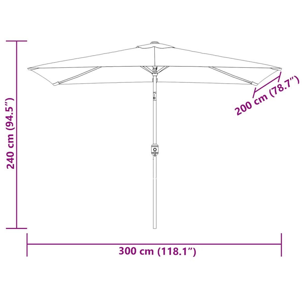 SONNENSCHIRM 200/300 Cm Grün Rechteckig - Grün, Textil (300/200cm) - vidaXL