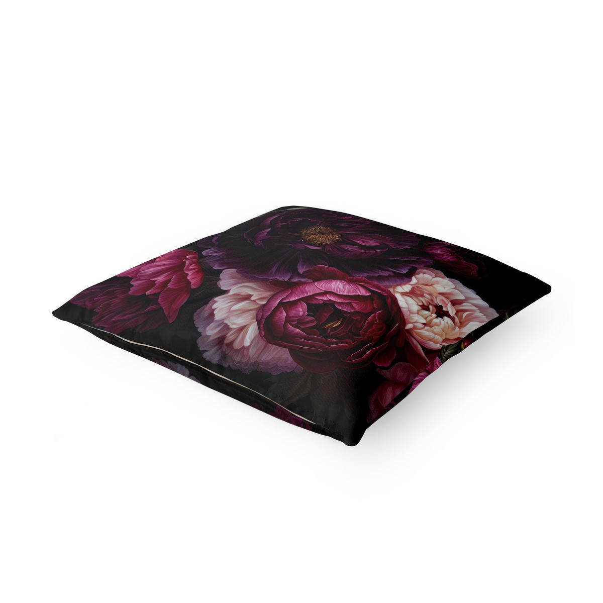 KISSENBEZUG Dunkle purpurne Blüten 50/50 cm - Violett, Textil (50/50cm) - Bilderwelten