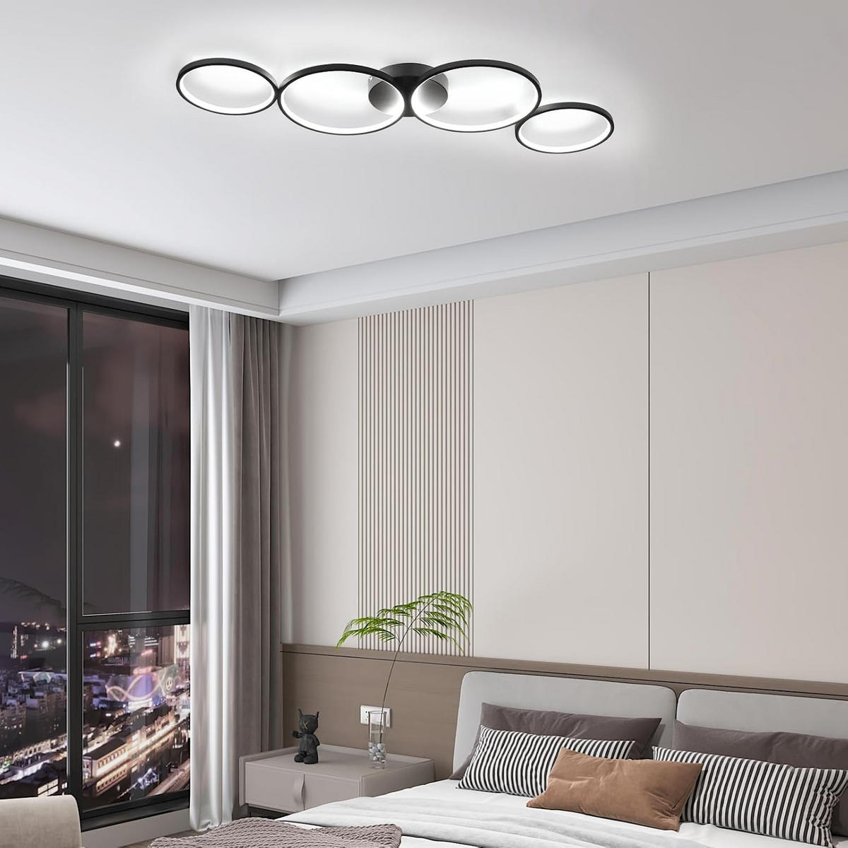 LED-DECKENLEUCHTE Tannwacht 35.5/5.8/100.0 cm - Schwarz, Metall (100/35.5/5.8cm) - ZMH