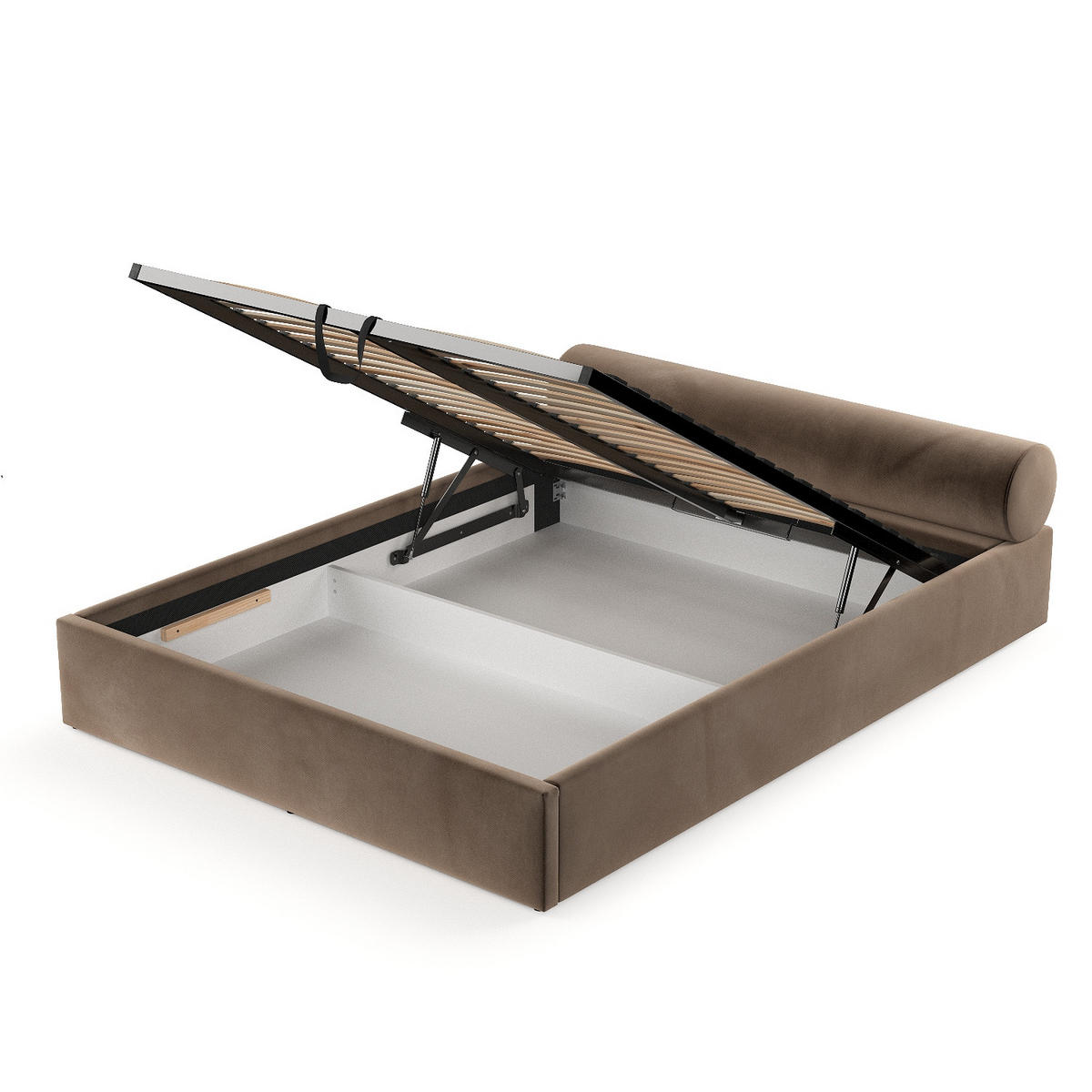 POLSTERBETT Solvo mit Stauraum 180/200 cm Braun im Paros Stoff - Schwarz/Naturfarben, Holz/Holzwerkstoff (180/200cm) - AltaBeds