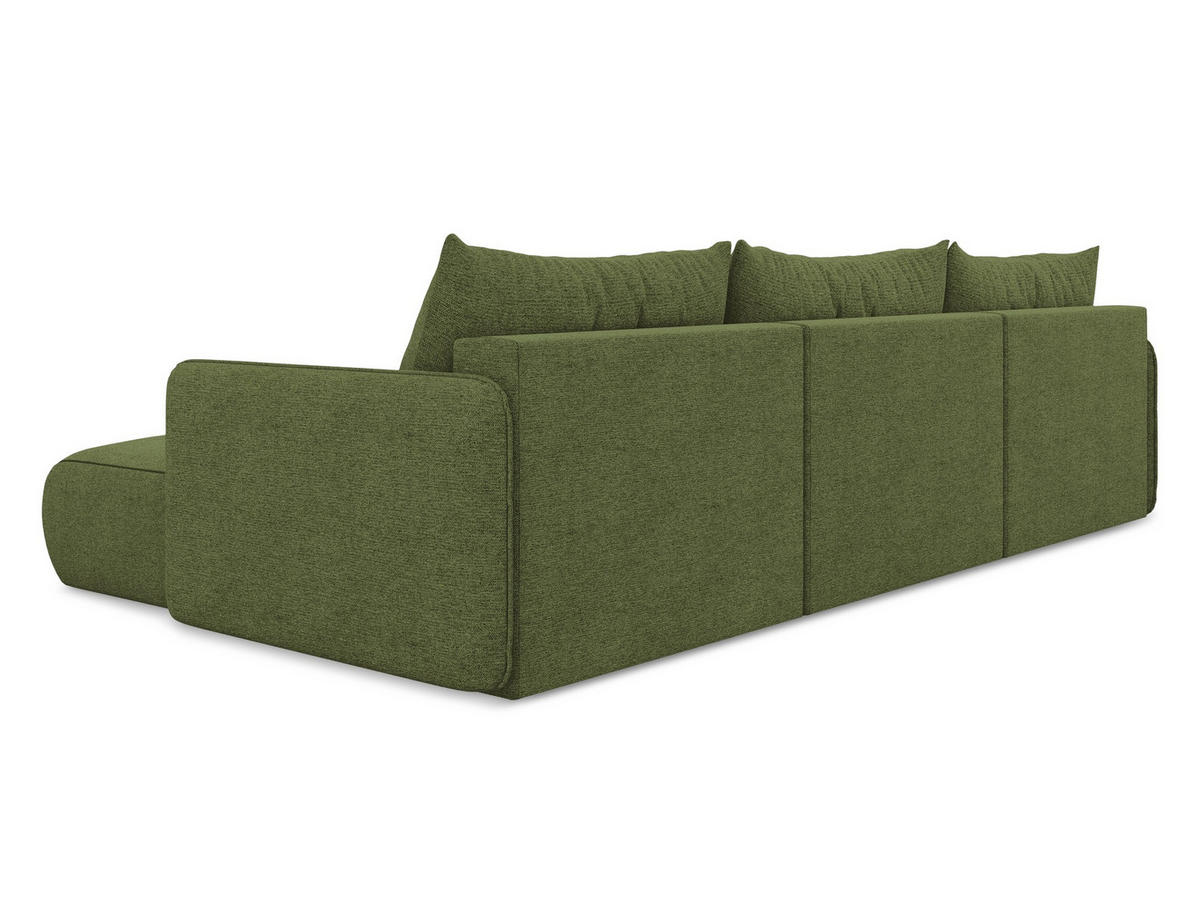 WOHNLANDSCHAFT Chenille Stoff Grün - Dunkelgrün/Schwarz, Kunststoff/Textil (290/86/148cm) - Makamii