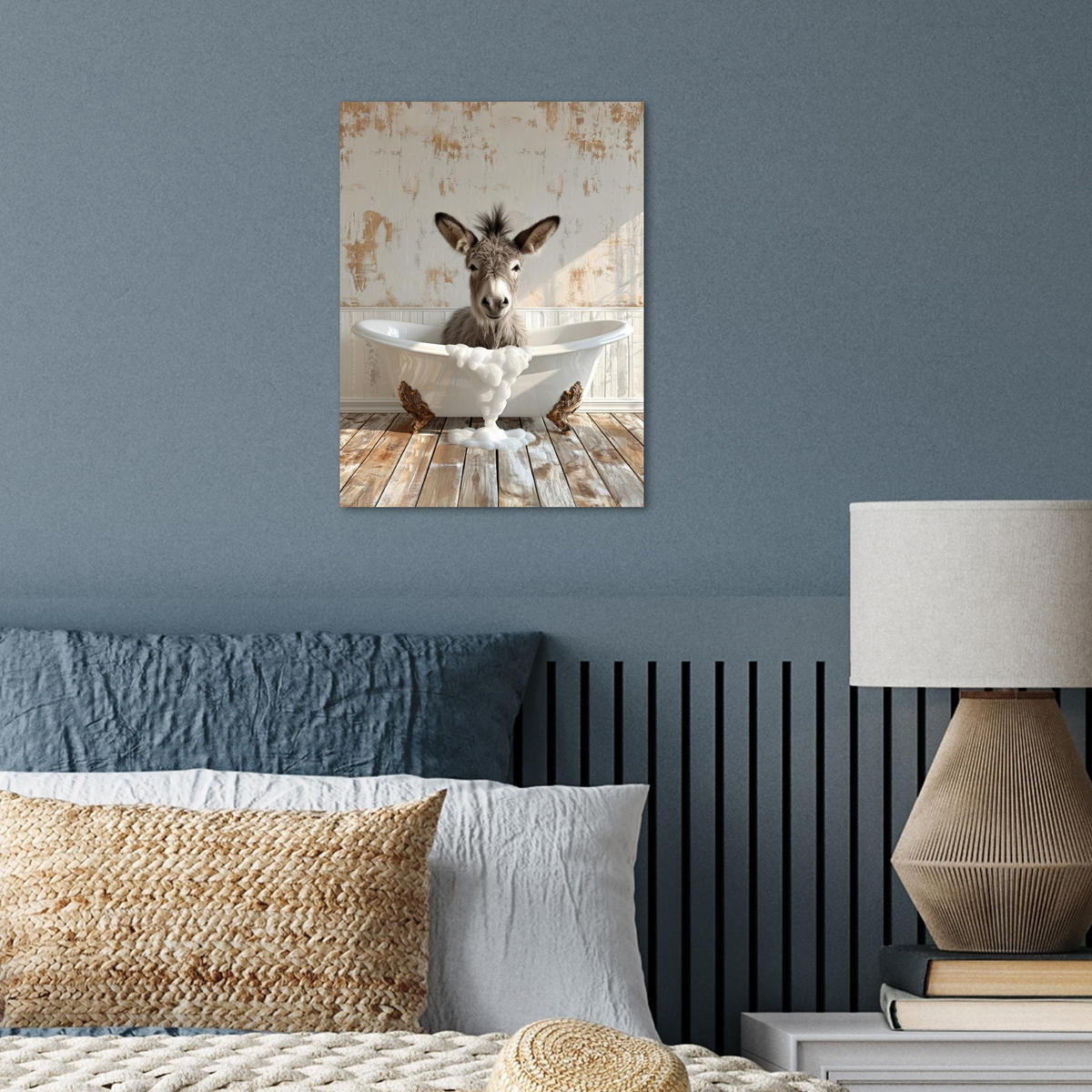 POSTER Esel - Tiere - Badewanne - Schaumstoff 30x40 cm - Weiß, Papier (30/40/0.1cm) - MuchoWow