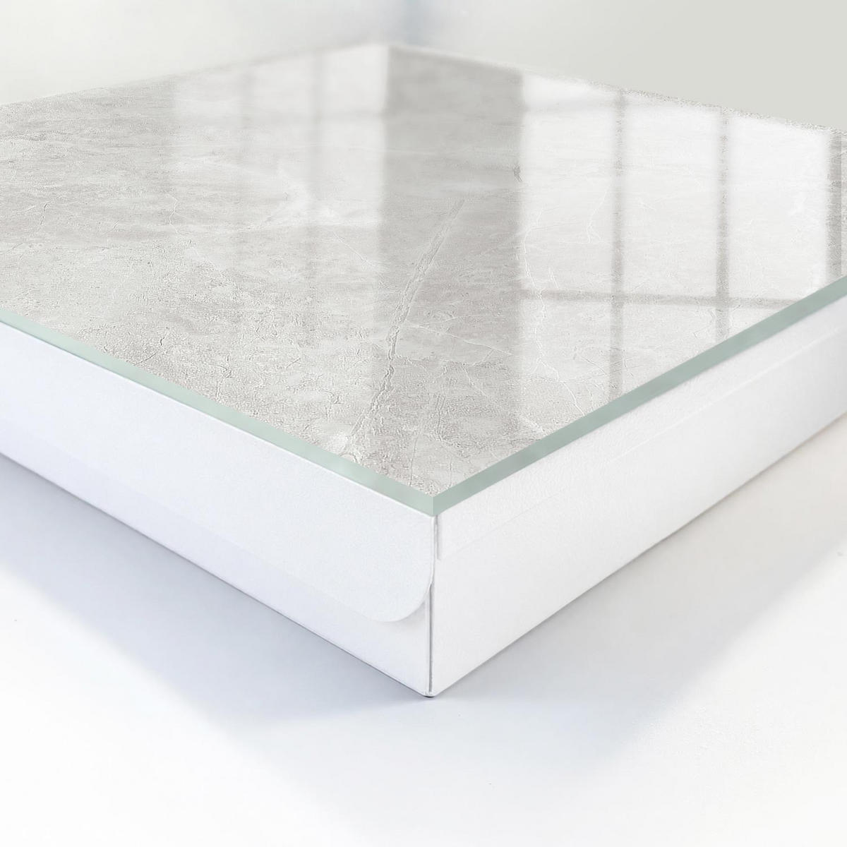 SCHLÜSSELBOX Weiß 30x30 cm – Türöffnung nach rechts - Graue Struktur - Grau, Metall (30/30/5cm) - TULUP