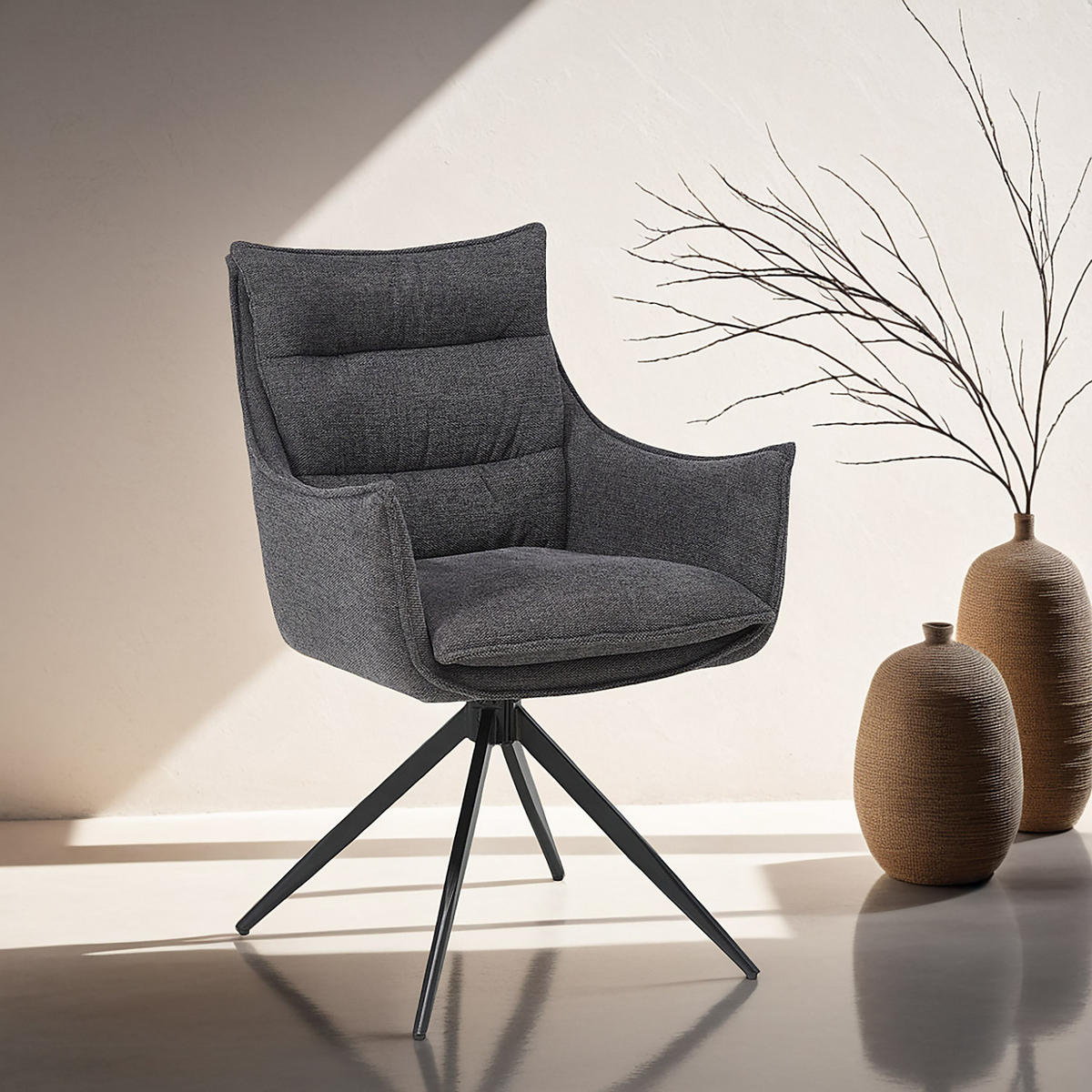 ARMLEHNSTUHL in Stahl drehbar Anthrazit - Anthrazit, Textil (57/87/62cm) - Homestyle4u