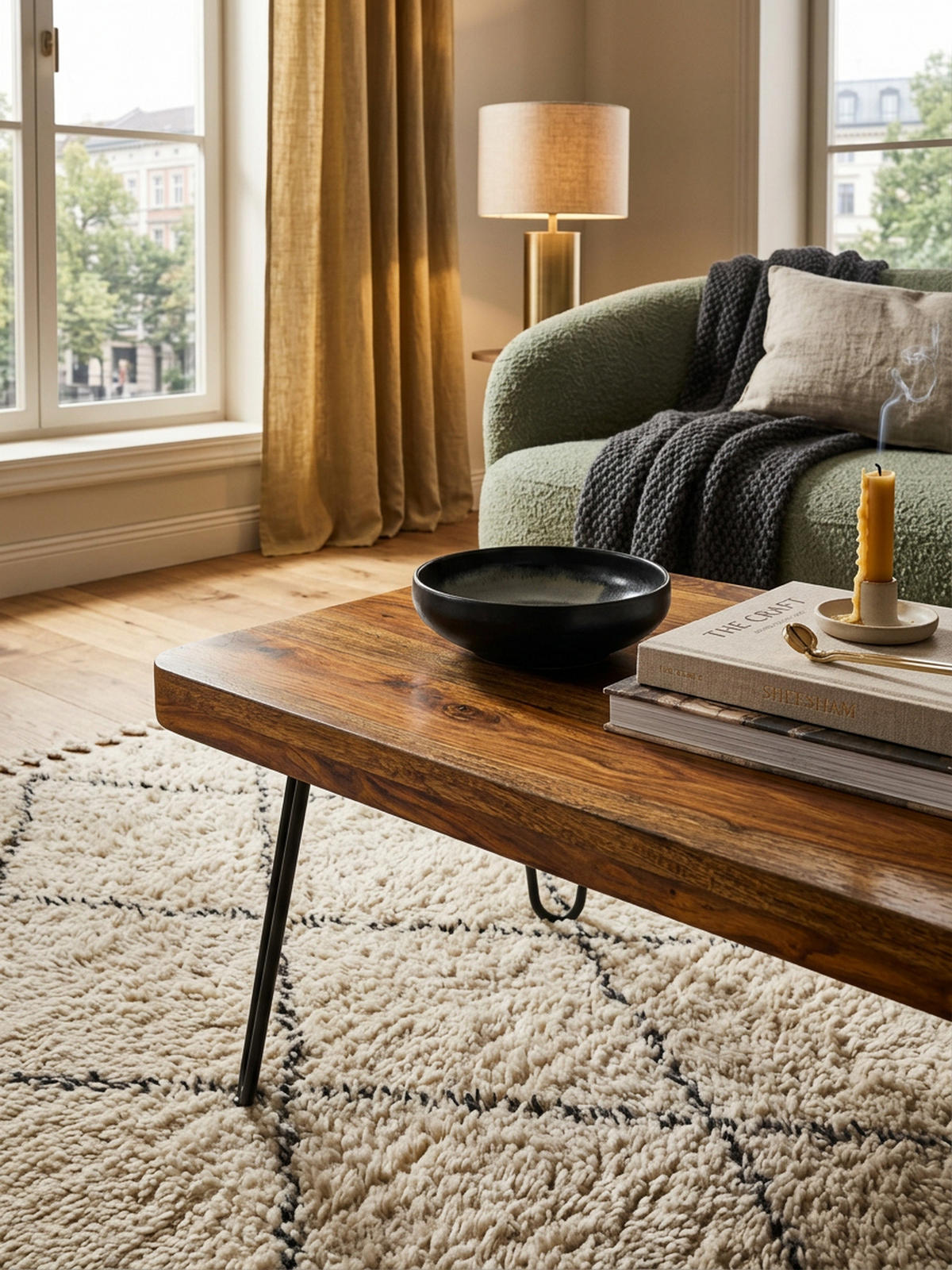 COUCHTISCH aus Massivholz mit Metallbeinen, handgefertigt, einzigartige Maserung, Braun 115x60x40 cm - Schwarz/Braun, Holz/Metall (60/115/40cm) - KADIMA DESIGN