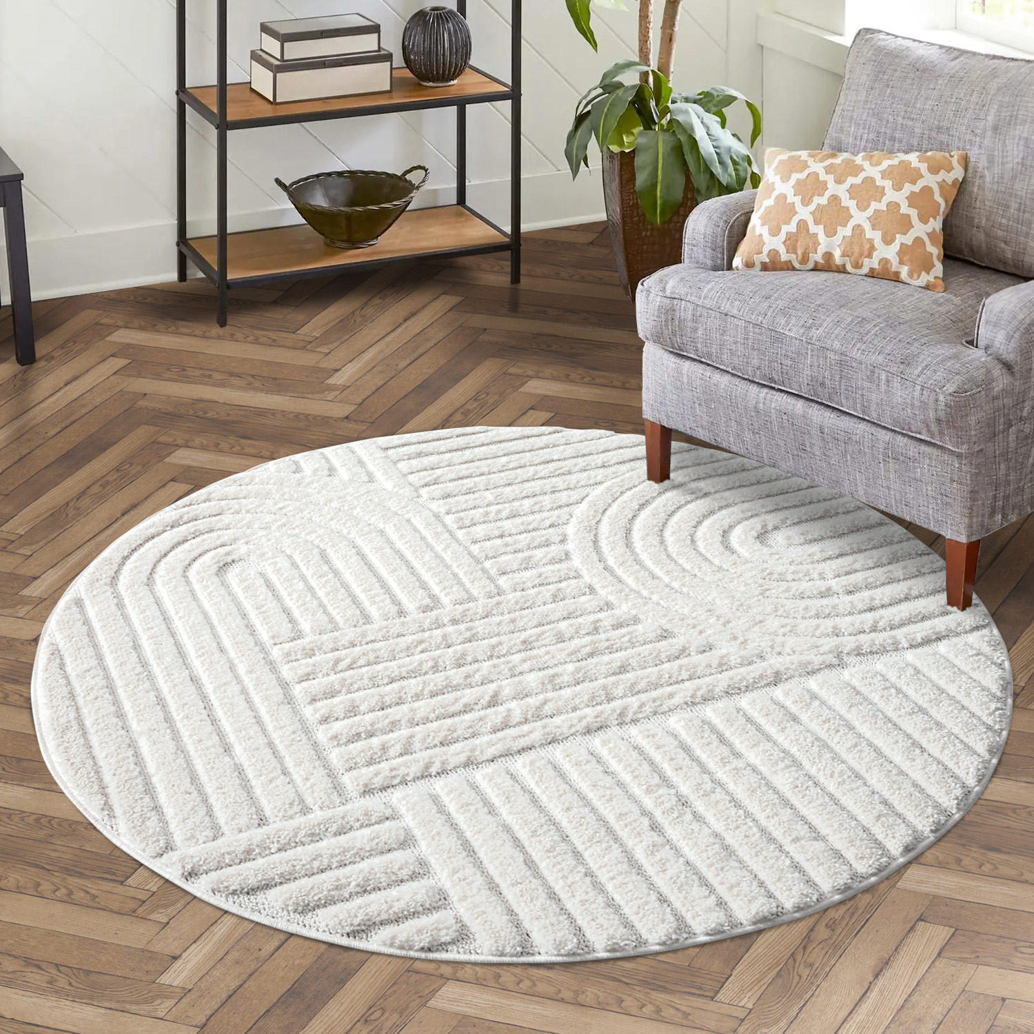 HOCHFLOR-TEPPICH Focus 765 Creme 160 cm rund - Creme, Textil (160/160cm) - carpet city