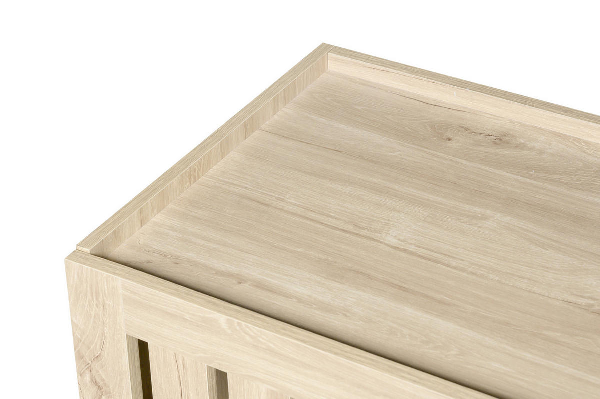 LOWBOARD 160/40/47 cm in Naturholzfarbe aus MDF mit Lamellentüren - Hellbraun, Holzwerkstoff (40/47/160cm) - OKMYHOME