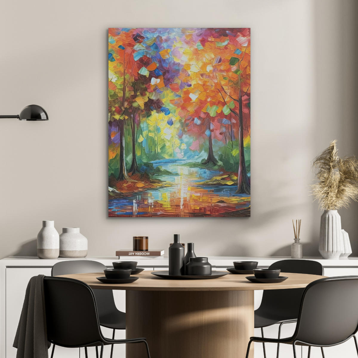 AKUSTIKBILD Landschaft - Wald - Farben - Natur Wandbilder 60x80 cm - Multicolor, Textil (60/80/0.9cm) - MuchoWow