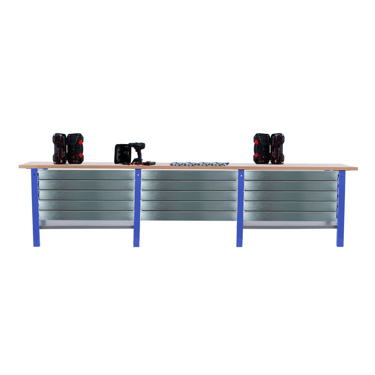 WERKBANK Buffalo Wood mit 15x Schublade HxBxT 86,5 x 300 x 75 cm Traglast 1000 kg Blau - Blau, Metall (300/86.5/75cm) - PROREGAL