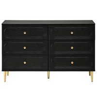 SIDEBOARD Schwarz 6 Schubladen 120/40/75 cm - Schwarz, Holzwerkstoff (120/75/40cm) - PANGIVO