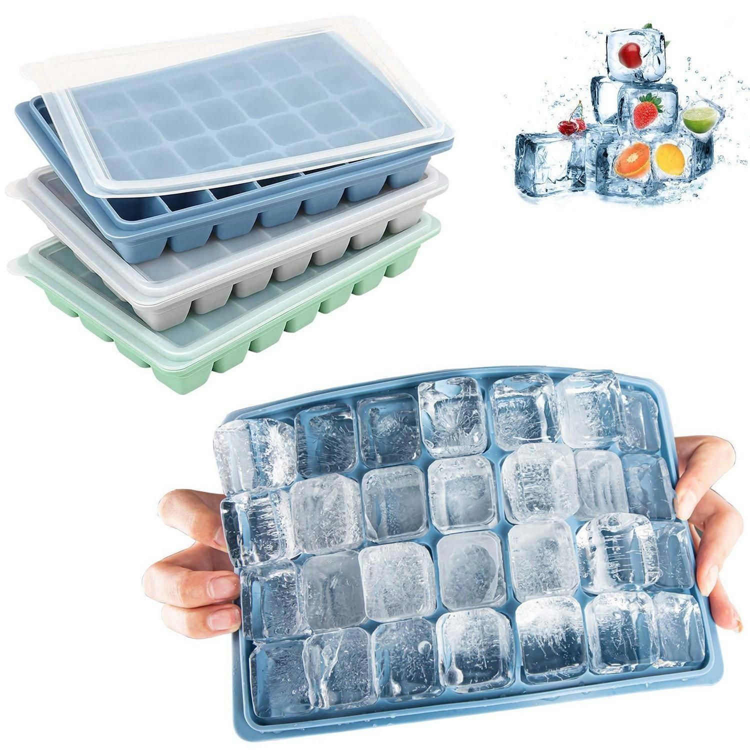 EISWÜRFELFORM 3 Stück Silikon mit Deckel 28-Fach Mehrfarbig - Multicolor, Kunststoff (15/2.6/22.4cm)