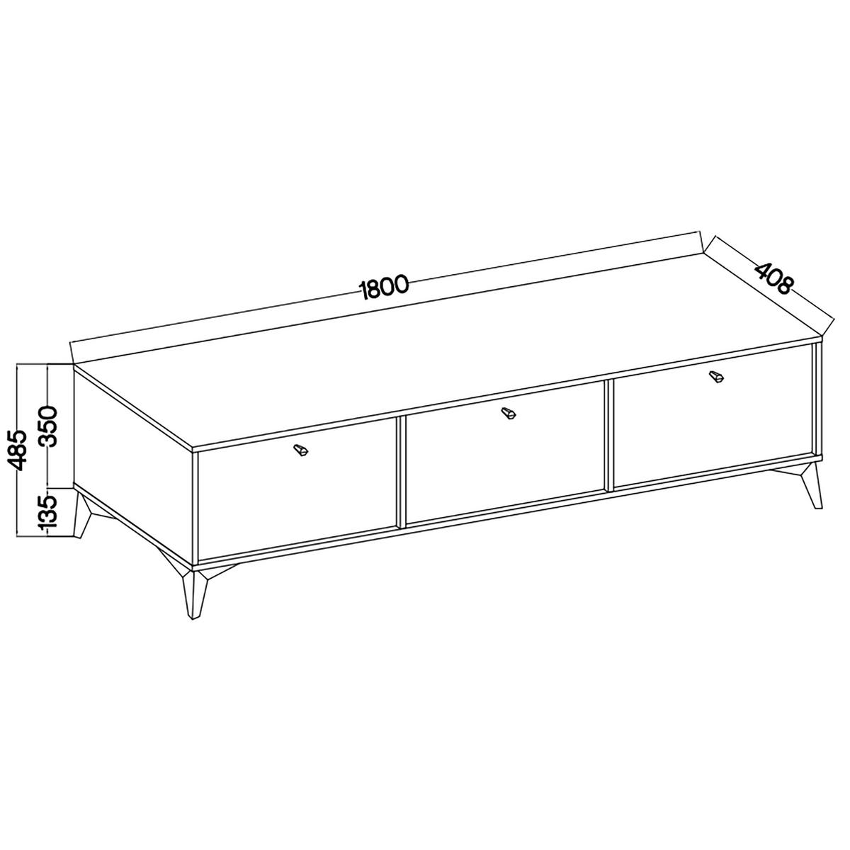 LOWBOARD TORINO 180x40,8x48,5 cm mit 3 Türen Beige - Beige, Holzwerkstoff (180/48.5/40.8cm) - MASSENO