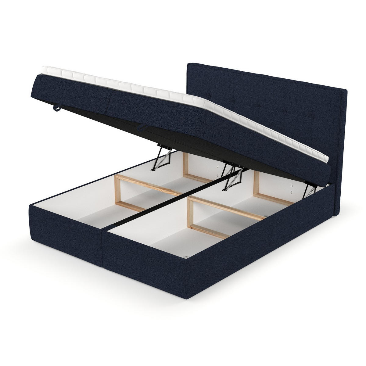 BOXBETT Tivra 180/200 cm Marineblau im Riva Stoff - Schwarz/Dunkelblau, Holz/Holzwerkstoff (180/200cm) - AltaBeds