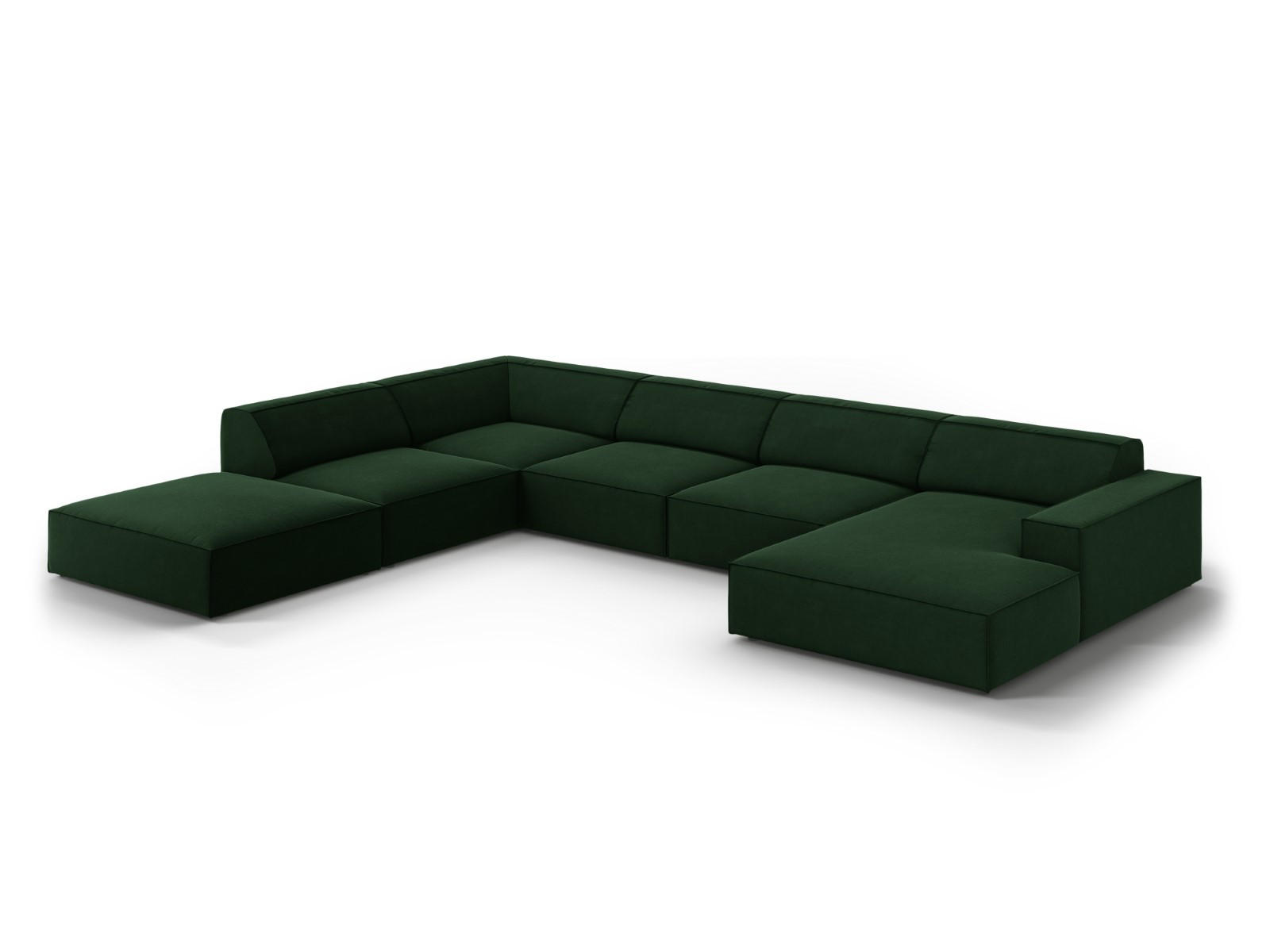 PANORAMASOFA links Jodie aus Samt flaschengrün 7 Sitzplätze - Dunkelgrün, Textil (262/70/364cm) - Micadoni