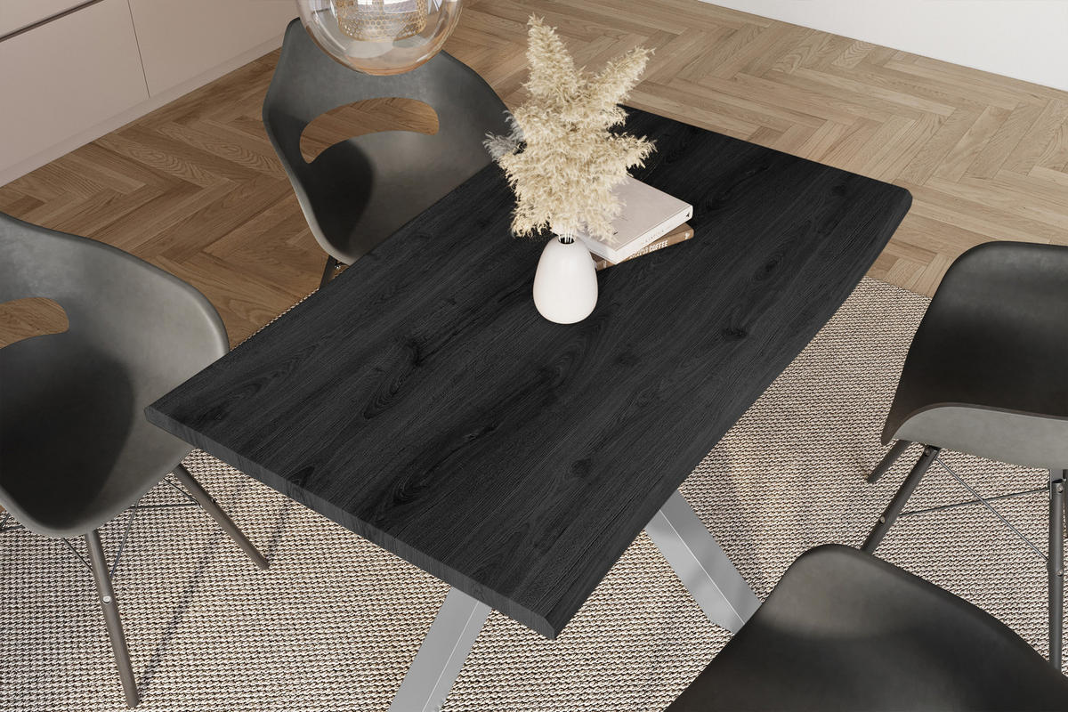 ESSTISCH JULIUS SPIDER - Grau, Holz (80/140/77cm) - SAM