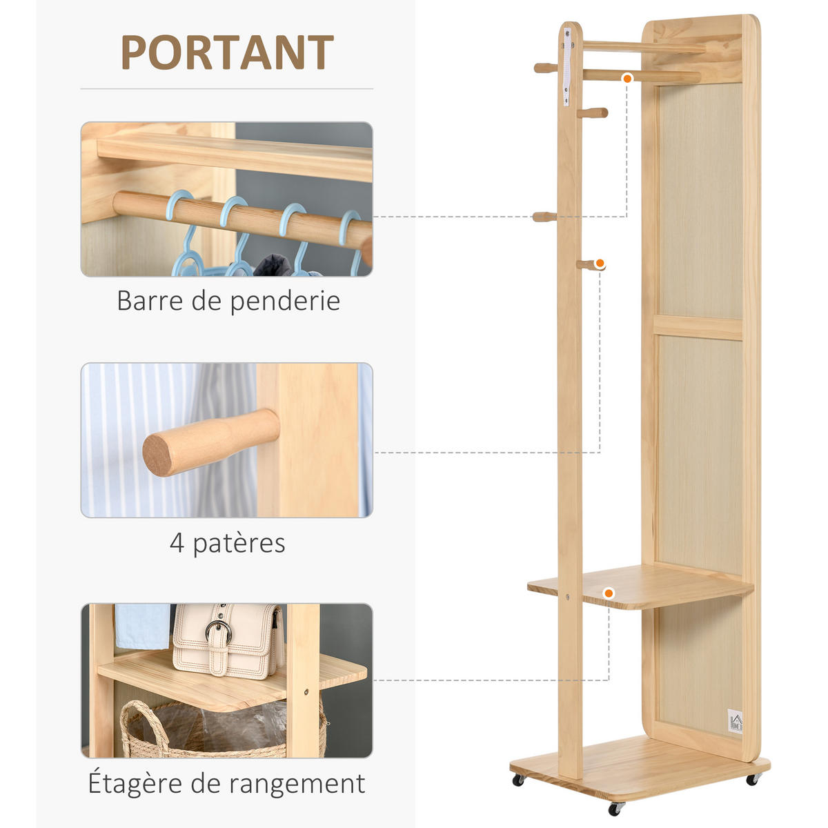GARDEROBENSPIEGEL DE-17909 Hellholz - Naturfarben, Holzwerkstoff (44.5/170/40cm) - ComfortXL