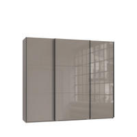 SKŘÍŇ S POSUVNÝMI DVEŘMI, 3dveřová, 250 × 216 × 65 cm (Š×V×H), v pískově šedé barvě se skleněnými čely, včetně kompletního vybavení / 22031 - písková barva/barva dubu, kov/kompozitní dřevo (250/216/65cm) - luma-home