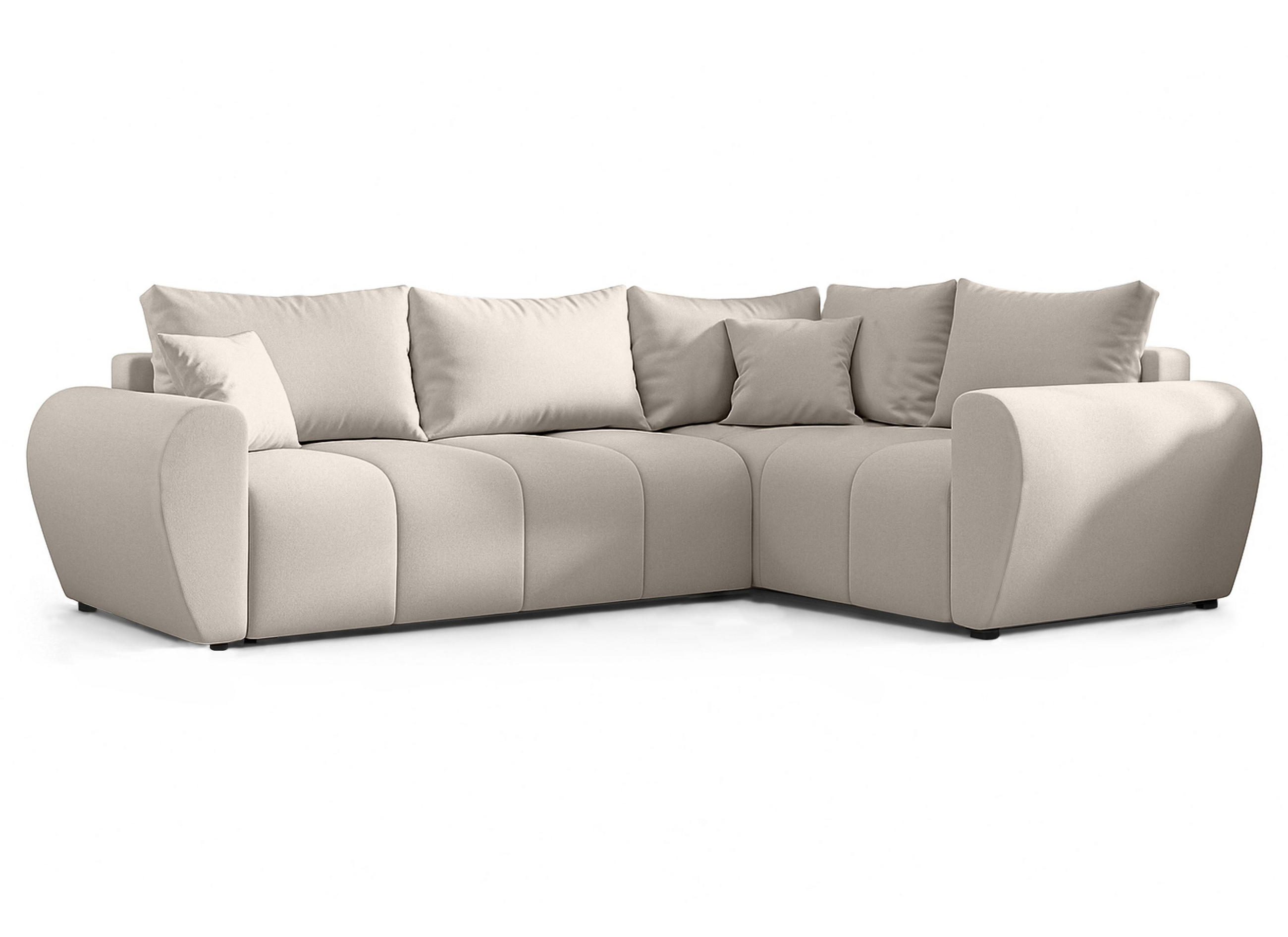 ECKSOFA L Form Malatya MAX Beige 246/145/80 cm stilvolle mit Schlaffunktion R - Beige/Schwarz, Kunststoff/Textil (235/175cm) - AX Living