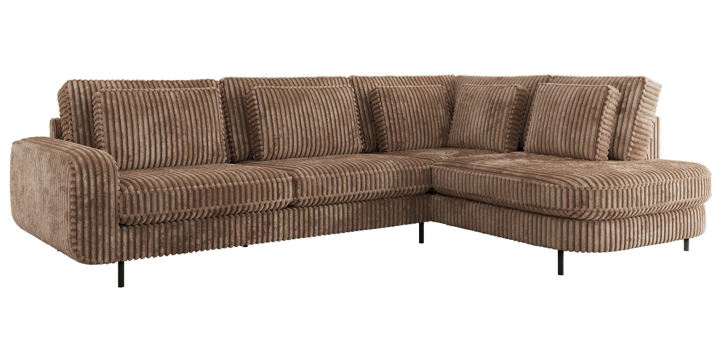 ROHOVÁ SEDAČKA CALENO L - Hnědá Manšestr - Levá Strana - černá/hnědá, kov/textil (317/225cm) - MKS