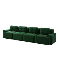 4-SITZER SOFA Cord Grün rutschfest und modular - Grün, Textil (382/69/104cm) - WISHDOR