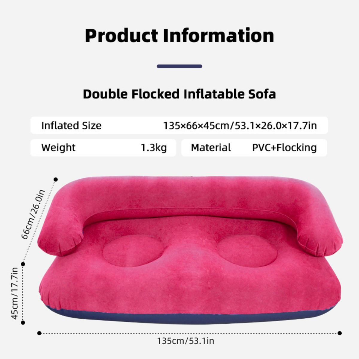 LUFTSOFA，AUFBLASBARES SOFA, 140/75/50cm Hellgrau - Hellgrau, Kunststoff (75/50/140cm)