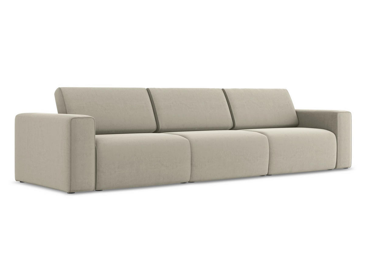 4-SITZER-SOFA Samt Stoff Creme - Perlmutt/Lila, Kunststoff/Textil (314/80/103cm) - Makamii