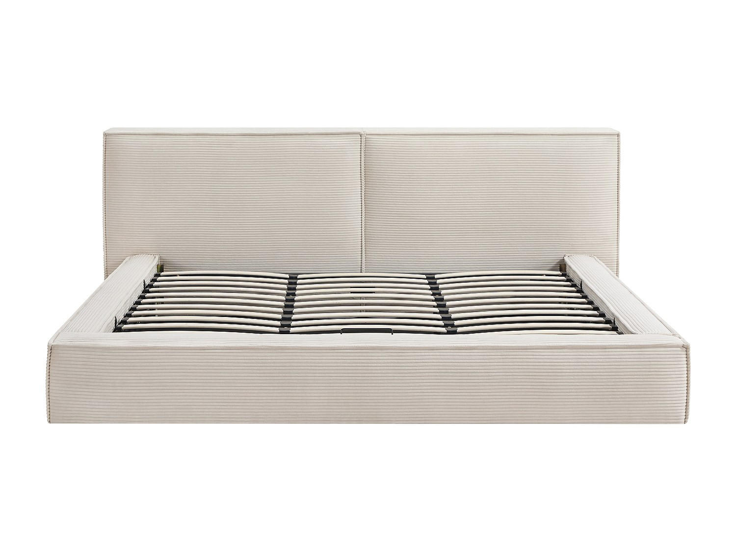 BETT mit Bettkasten - 2 Personen - Samt, Stoff - Beige - Beige, Textil (180/200cm) - Vente-Unique