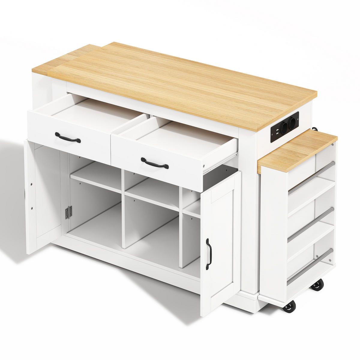 KÜCHENINSEL 142/55/93 cm weiß aus MDF mit Doppelauszug - Weiß, Holzwerkstoff (142/93/55cm) - OKWISH