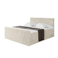 BOXBETT mit Matratze H3 und Lattenrost - TOLO-Z-v1 - 160x200 Cord - Creme - Champagner, Holzwerkstoff (160/200cm)