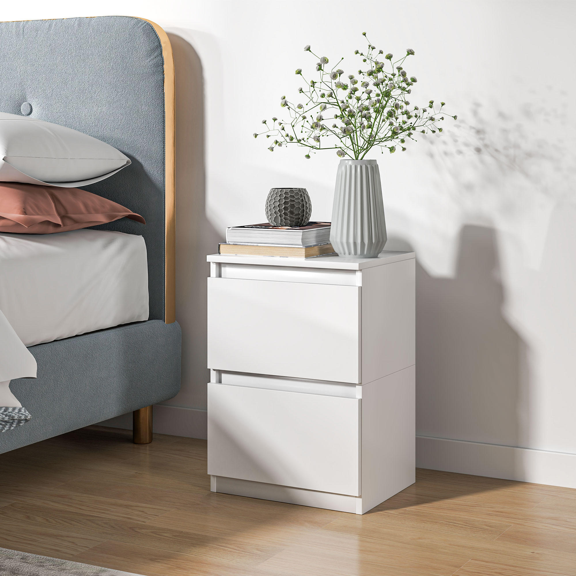 Thumbnail - Homcom Nachttisch, Weiß, Holzwerkstoff, 32.3x56x39.6 cm, Schlafzimmer, Nachttische