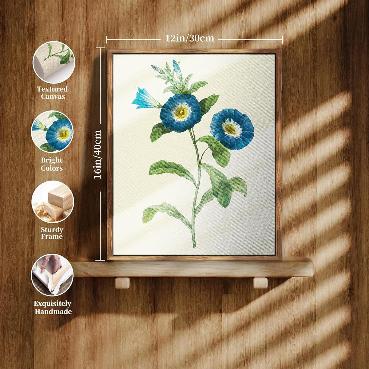 LEINWANDBILD mit Rahmen Vintage Insekten 30 x 40 cm - Blau, Holz (30/0.5cm)