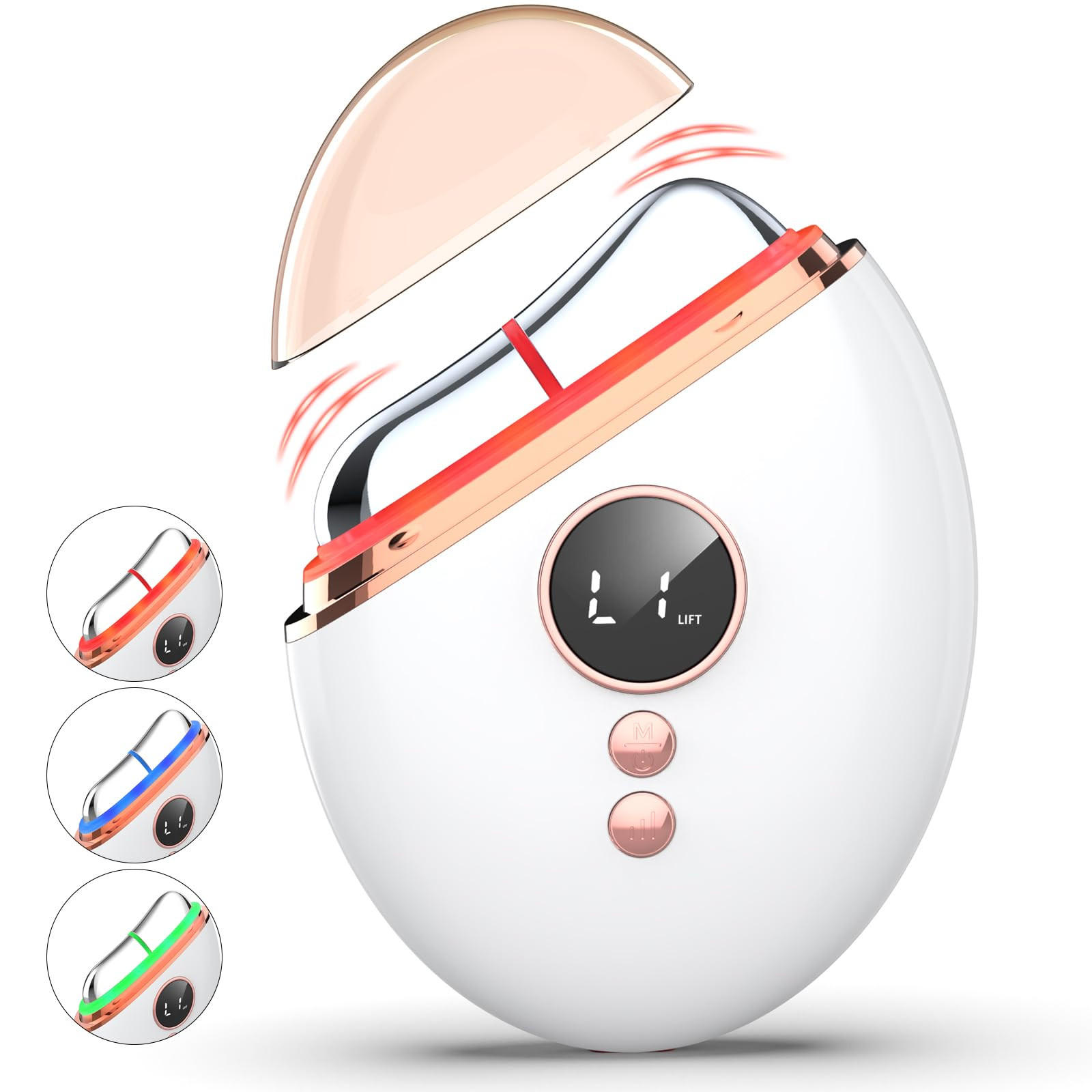 GESICHTSMASSAGEGERÄT mit Wärme, Für Gesicht Anti Falten Anti Aging - Weiß, Kunststoff (7.5/10/3cm) - Kaket