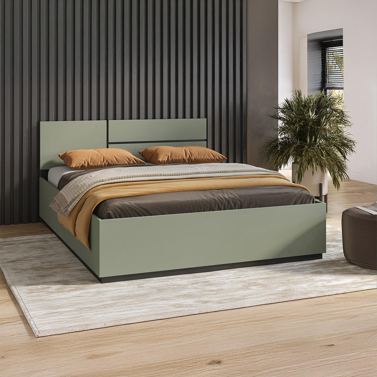BOXSPRING POSTEL 160/200 Lilia Zelená - zelená barva, kompozitní dřevo (160/200cm) - Petits-meubles