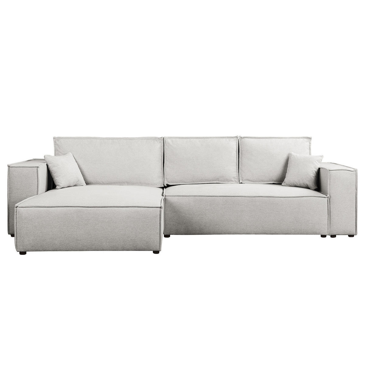 ECKSOFA mit Schlaffunktion - 290 cm - Hellgrau/Schwarz, Kunststoff/Textil (290/185cm) - home24