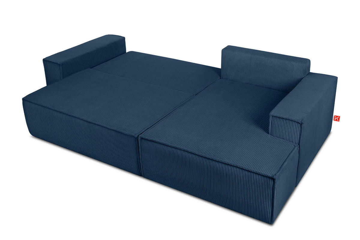 ECKSCHLAFSOFA-RECHTS NAPI in Pet Friendly Cord-Stoff, marineblau - Blau/Schwarz, Textil (262/148cm) - KONSIMO®