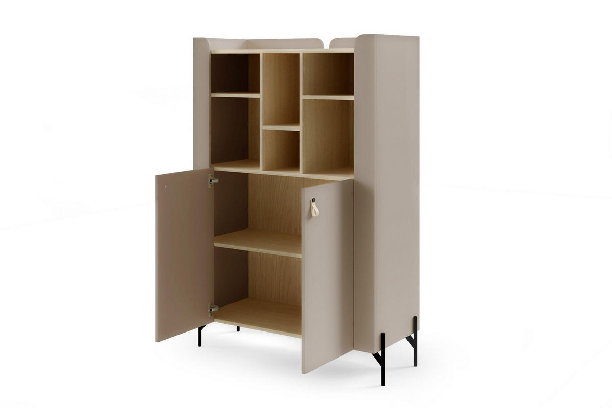 HIGHBOARD SOVI 04 100 / 151 / 42 cm in Porcini / Eiche Mavelie - Greige/Eichefarben, Holzwerkstoff (100/151/42cm) - Deine Möbel 24