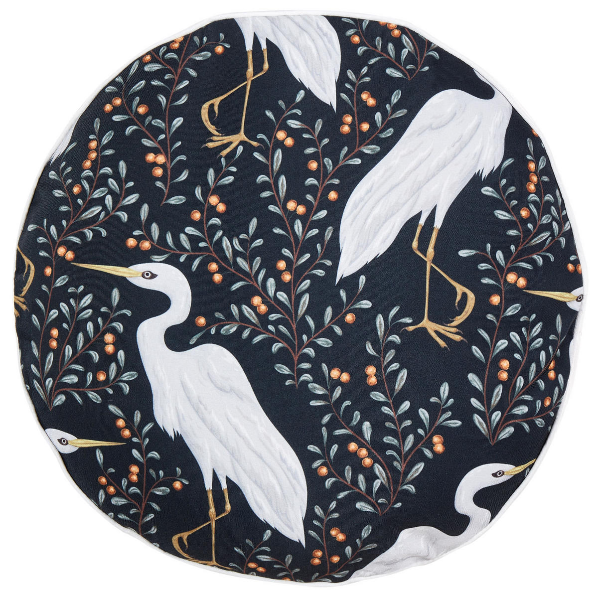 GARTENKISSEN 2er-Set Vogelmotiv schwarz 40 cm Pianazzo - Hellgrau, Textil (40/40cm) - Beliani