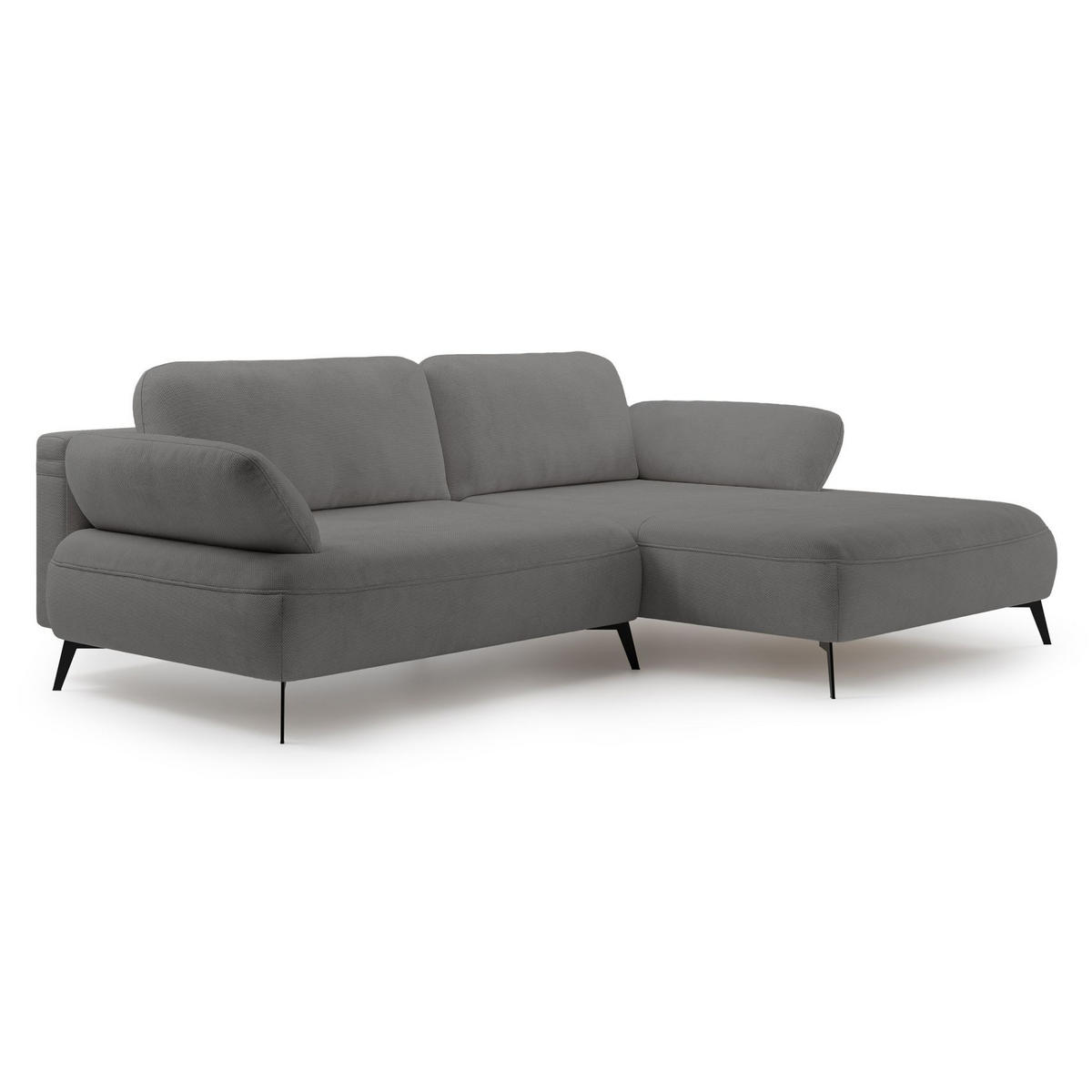 ECKSOFA Avolla Grau rechts - Schwarz/Grau, Textil/Metall (186/284cm) - Selsey