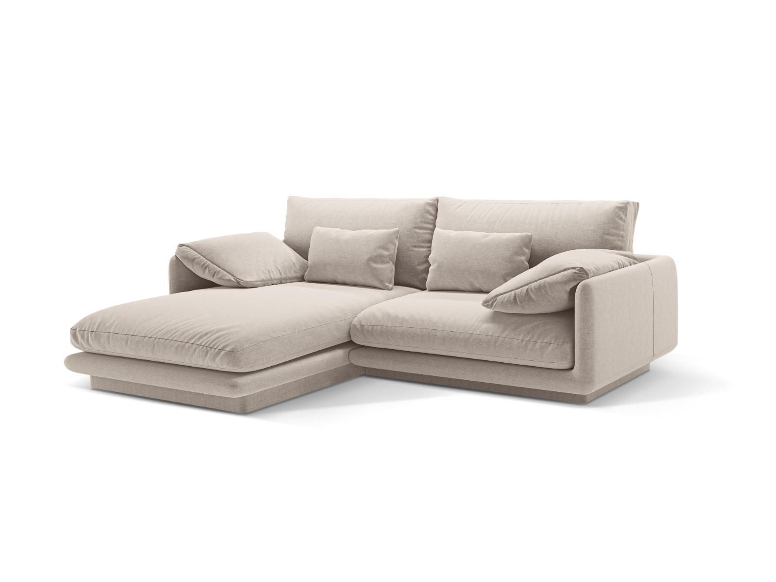 ECKSOFA links Torino aus strukturiertem Stoff leichtes beige 3 Sitzplätze - Creme, Textil (170/220cm) - Micadoni