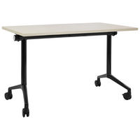 PSACÍ STŮL Skládací Světle hnědý 120/60 cm s kolečky Cavi - černá/hnědá, kompozitní dřevo (60/120/75cm) - Beliani